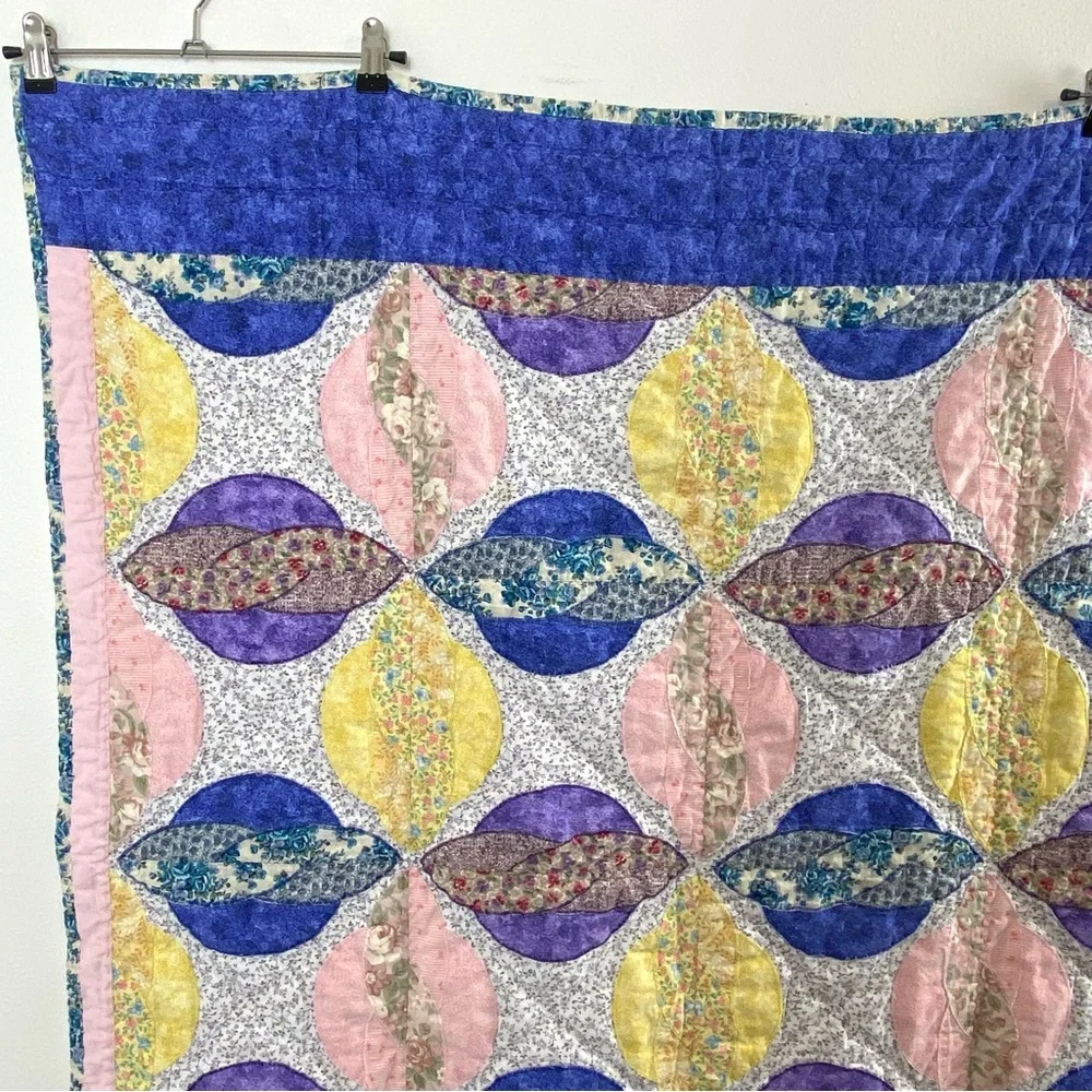Vintage Handmade Floral Boho Baby Quilt